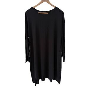 Eileen Fisher Classic Black Long Sleeve‎ Knit Dress Oversized Small Tunic